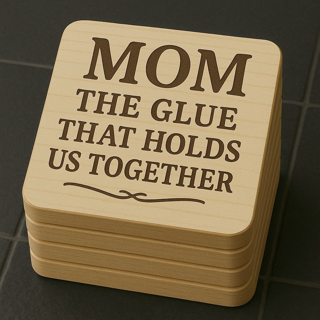 Set of 4 "Mom, The Glue That Holds Us Together" Engraving